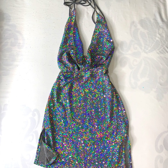 Silver Sequins Mini Dress - Picture 2 of 4